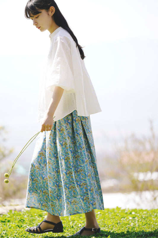 吸水速乾/自宅洗濯可/リバティスカート【燦々】(BLUE)