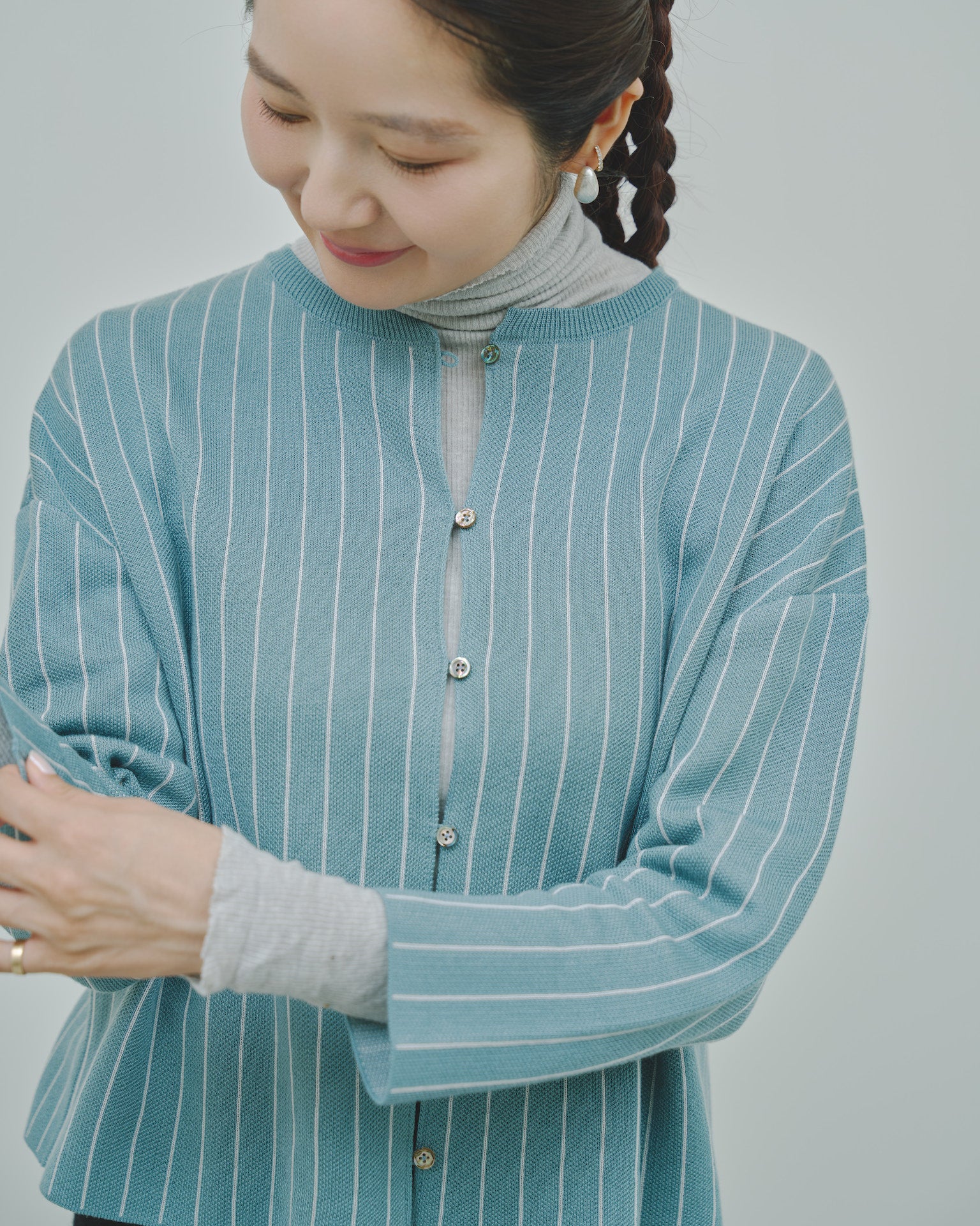 日々 - Lyocell & cashmere jacquard cardigan -