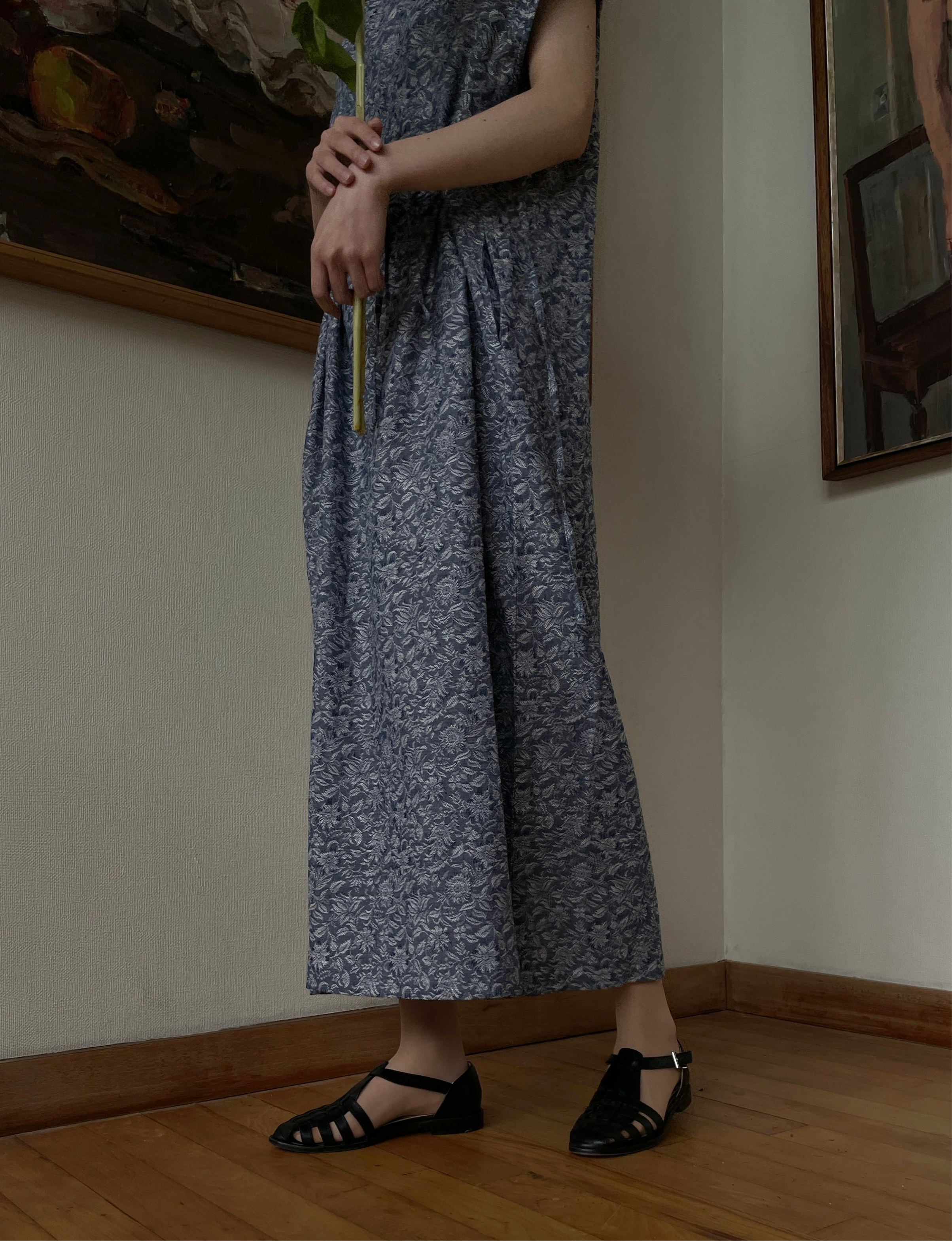 夏影 - Cotton Floral Jacquard Dress -