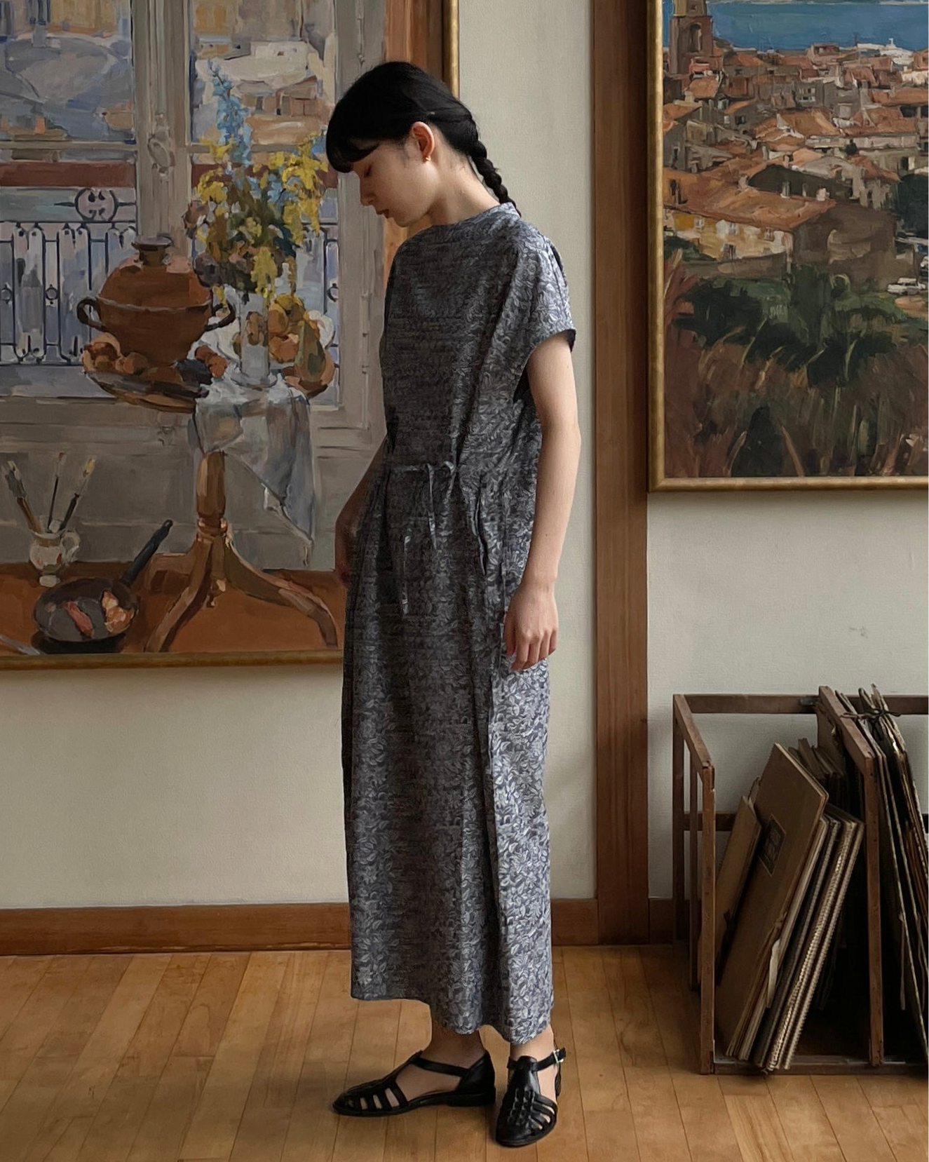 夏影 - Cotton Floral Jacquard Dress -