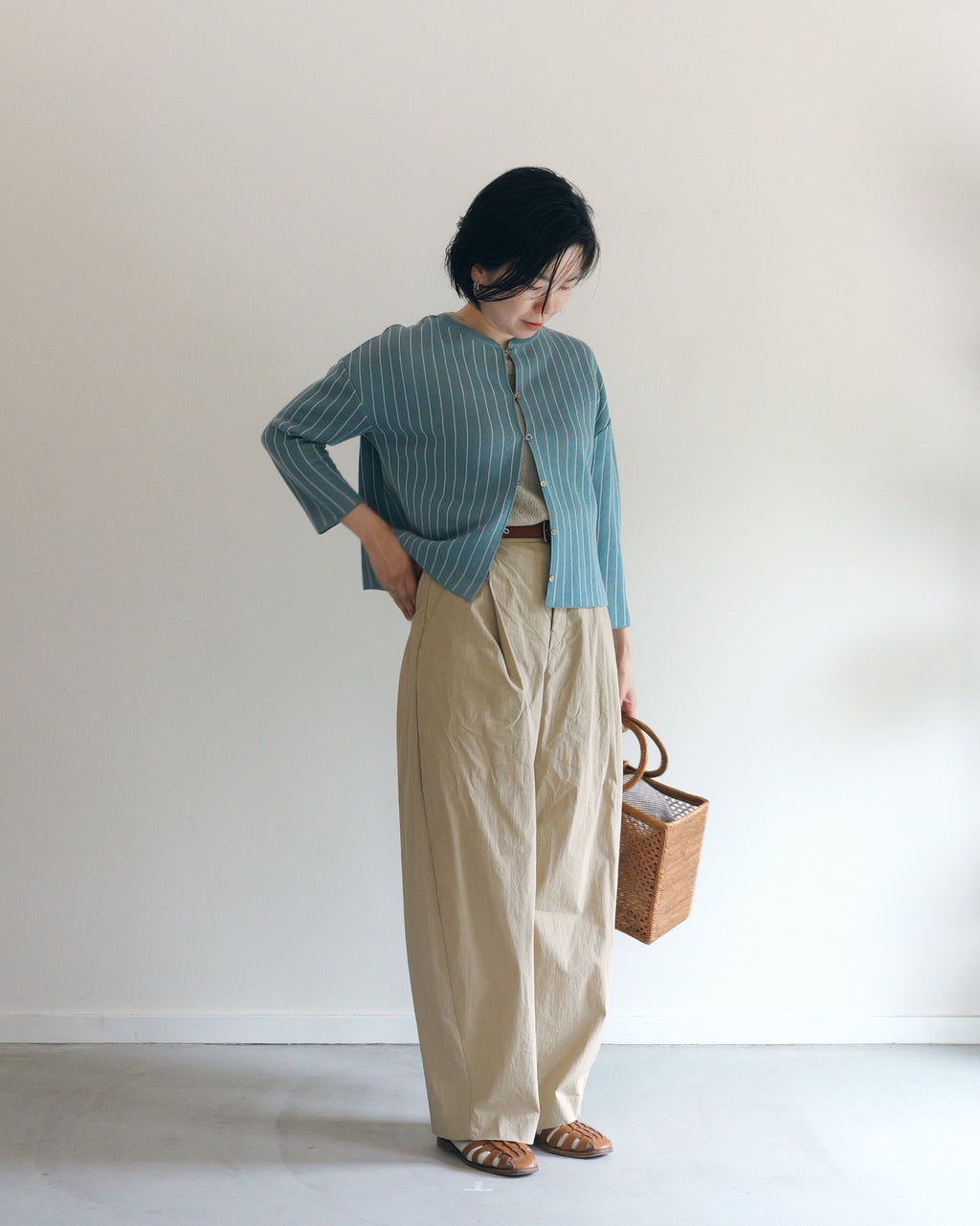 日々 - Lyocell & cashmere jacquard cardigan -