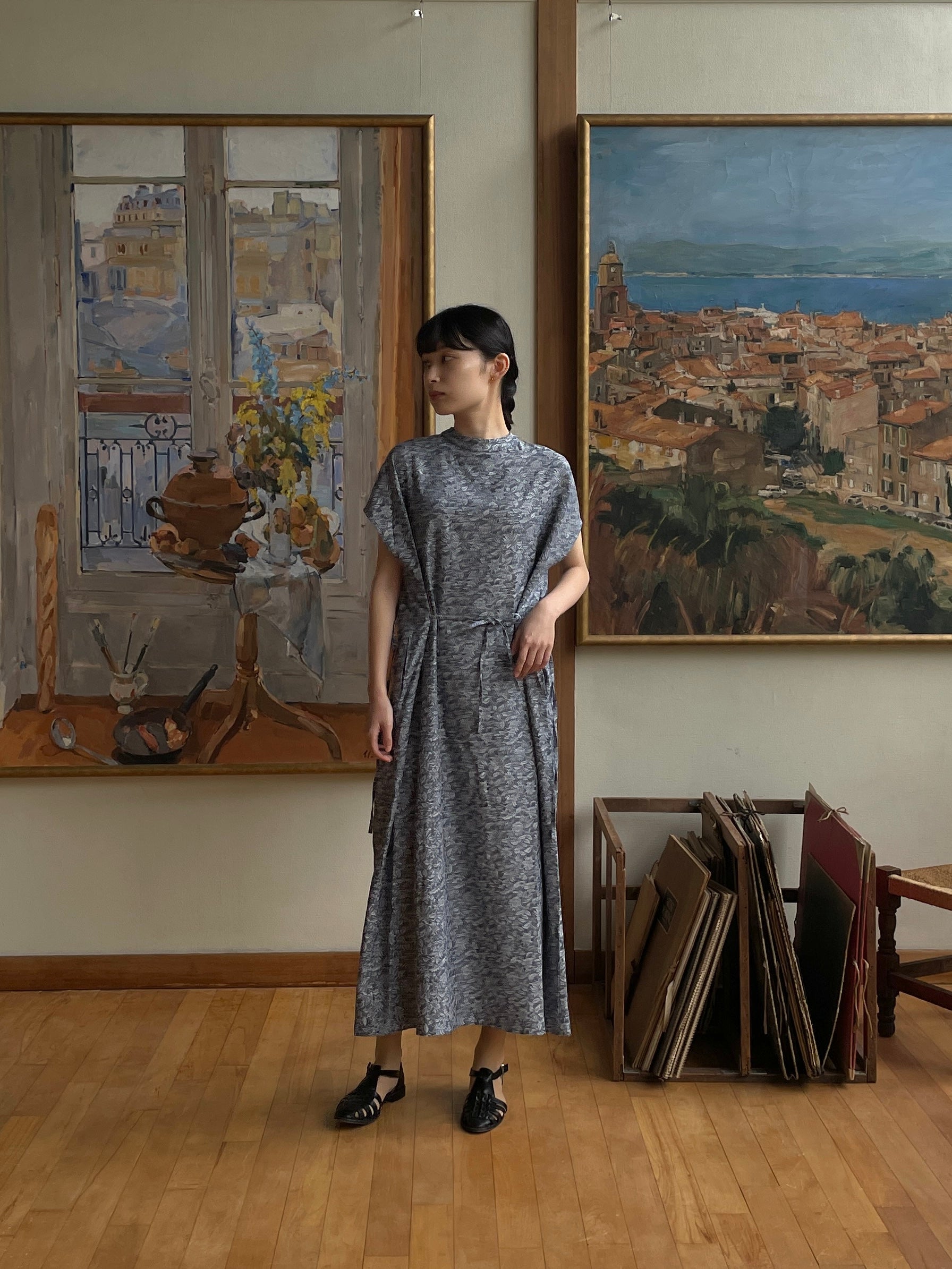 夏影 - Cotton Floral Jacquard Dress -