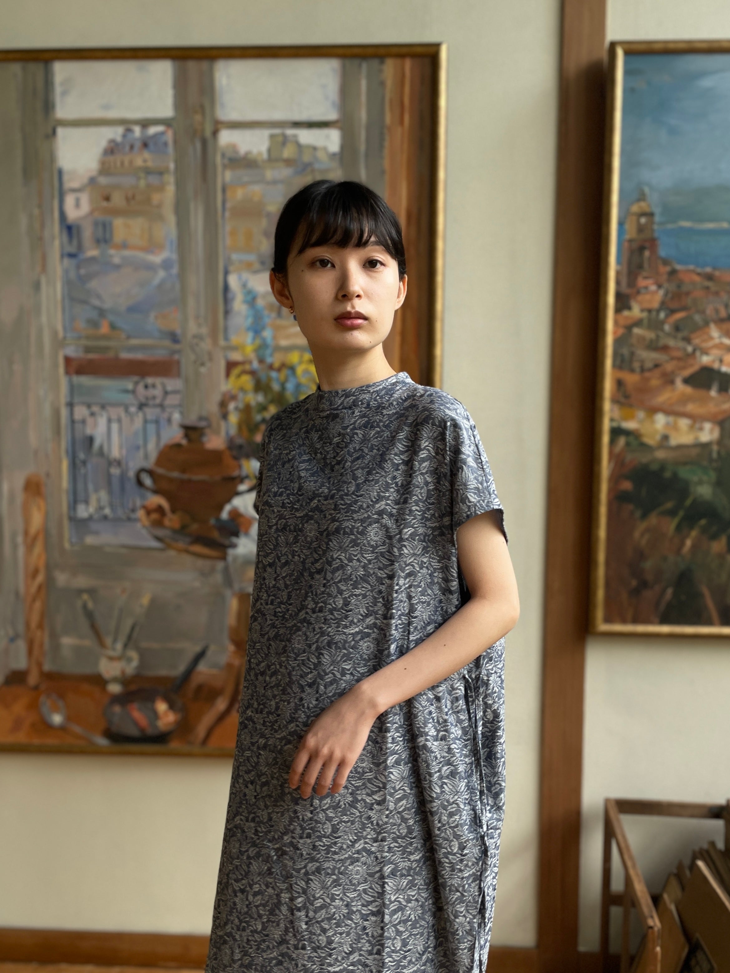 夏影 - Cotton Floral Jacquard Dress -