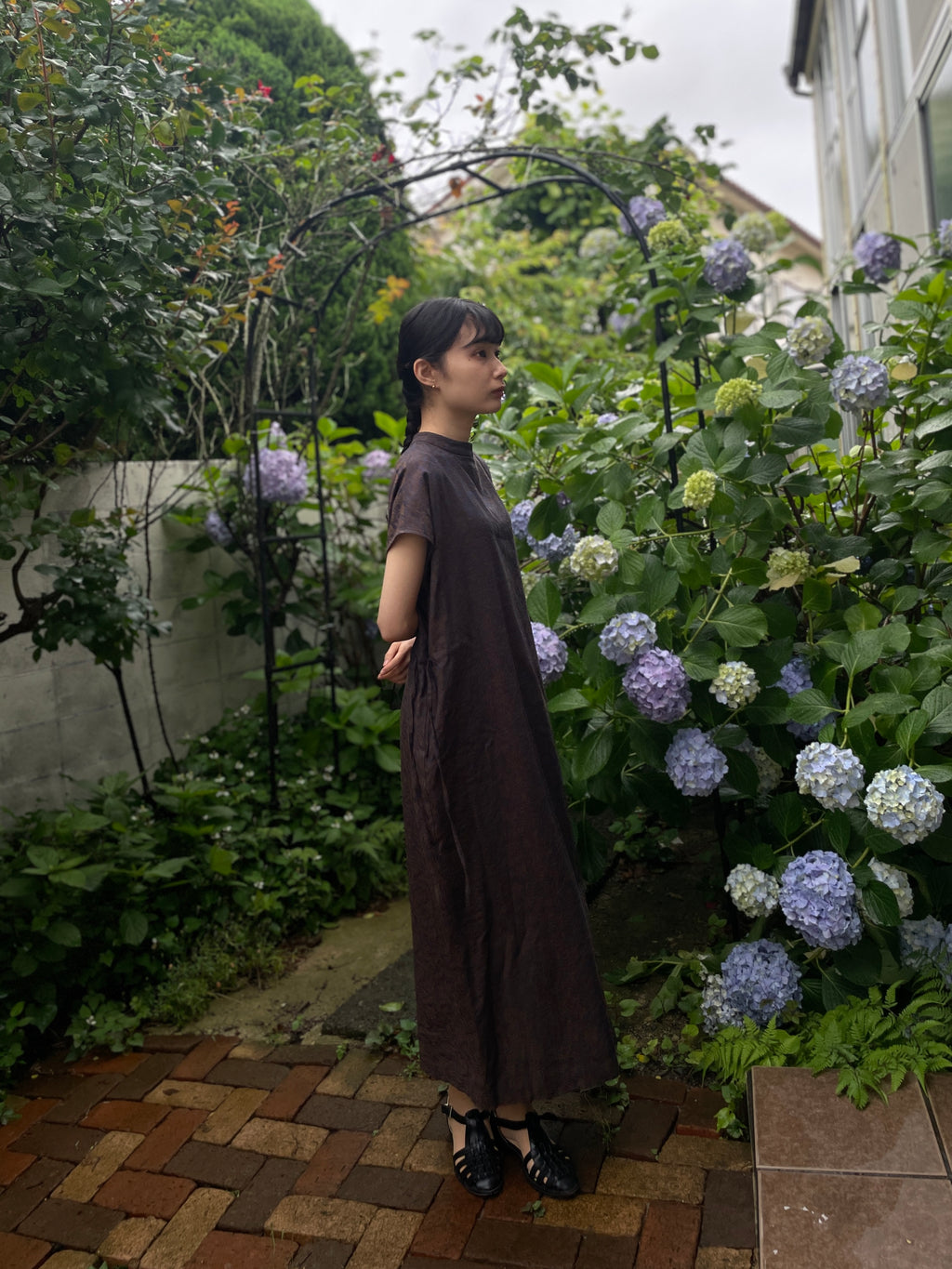 夏影 - Cotton Floral Jacquard Dress -