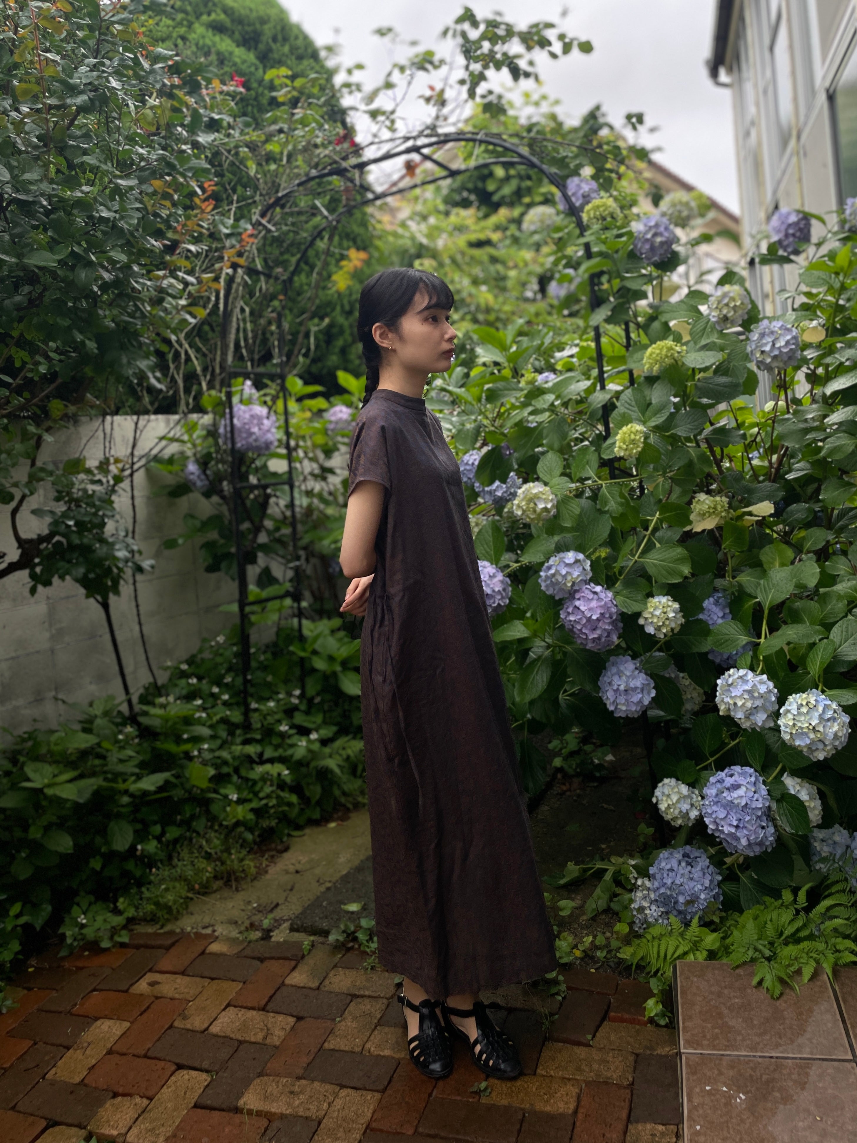 夏影 - Cotton Floral Jacquard Dress -