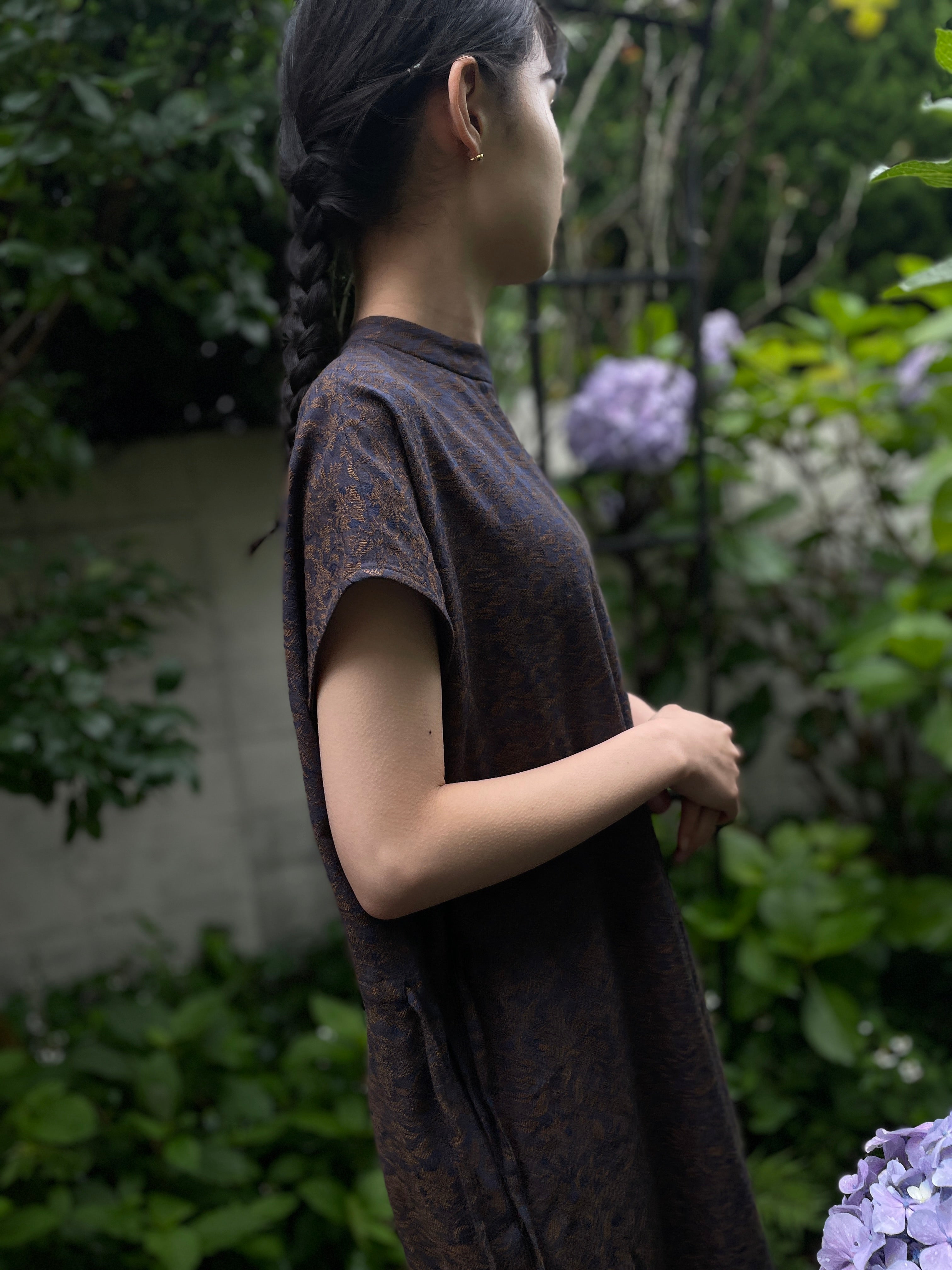夏影 - Cotton Floral Jacquard Dress -