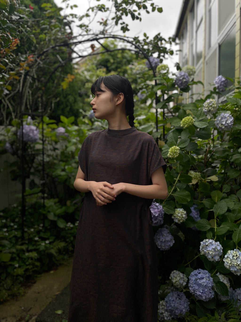 夏影 - Cotton Floral Jacquard Dress -