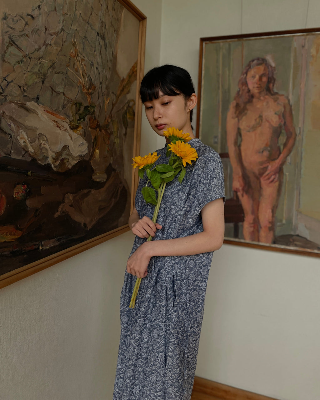 夏影 - Cotton Floral Jacquard Dress -