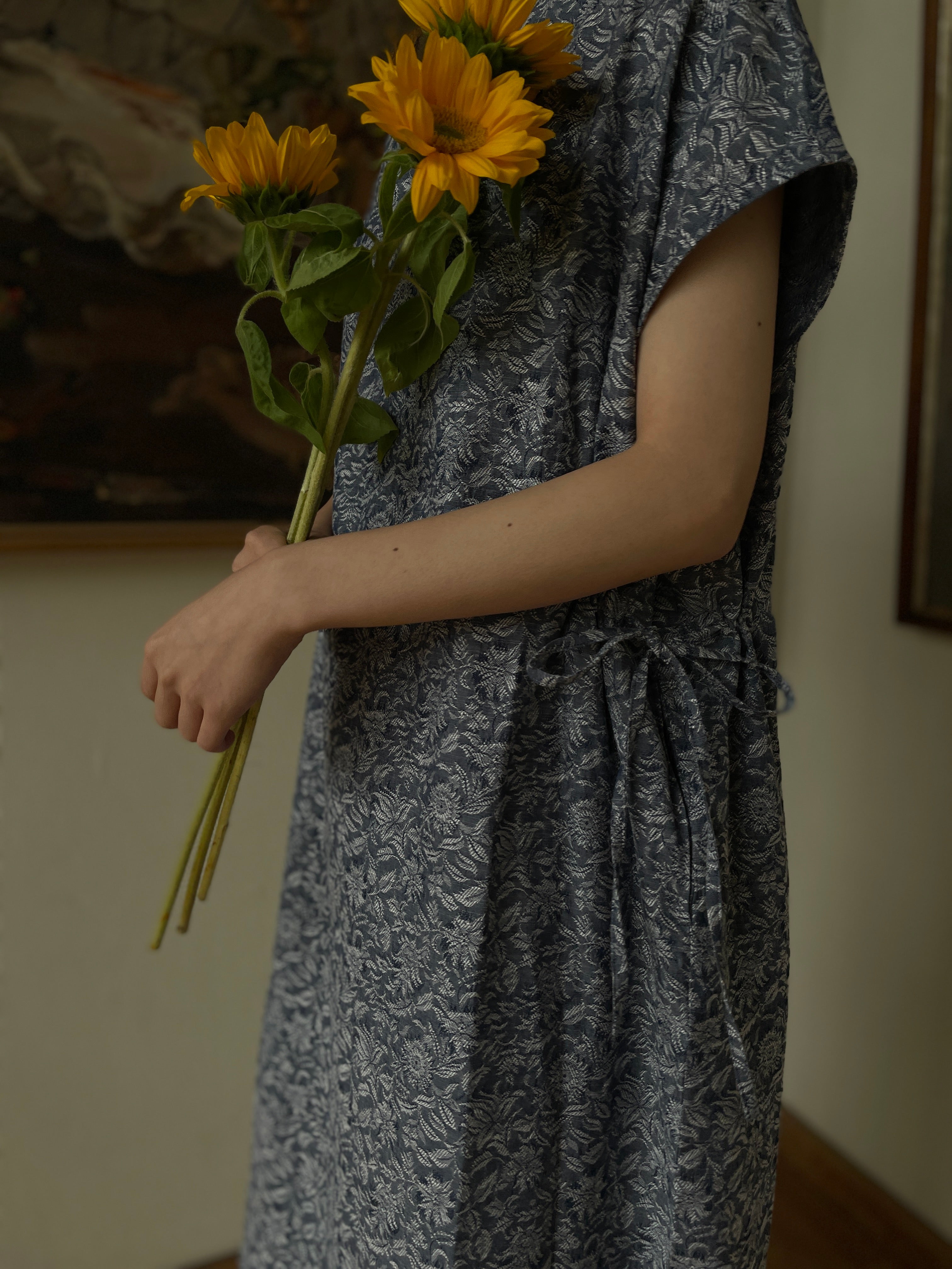 夏影 - Cotton Floral Jacquard Dress -