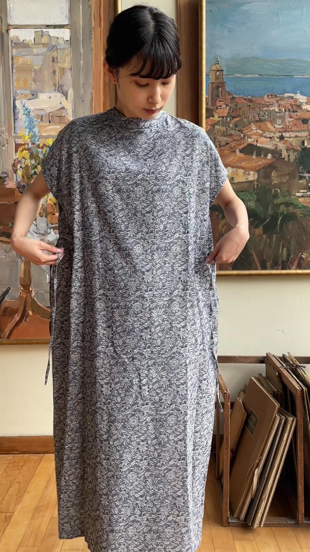 夏影 - Cotton Floral Jacquard Dress -