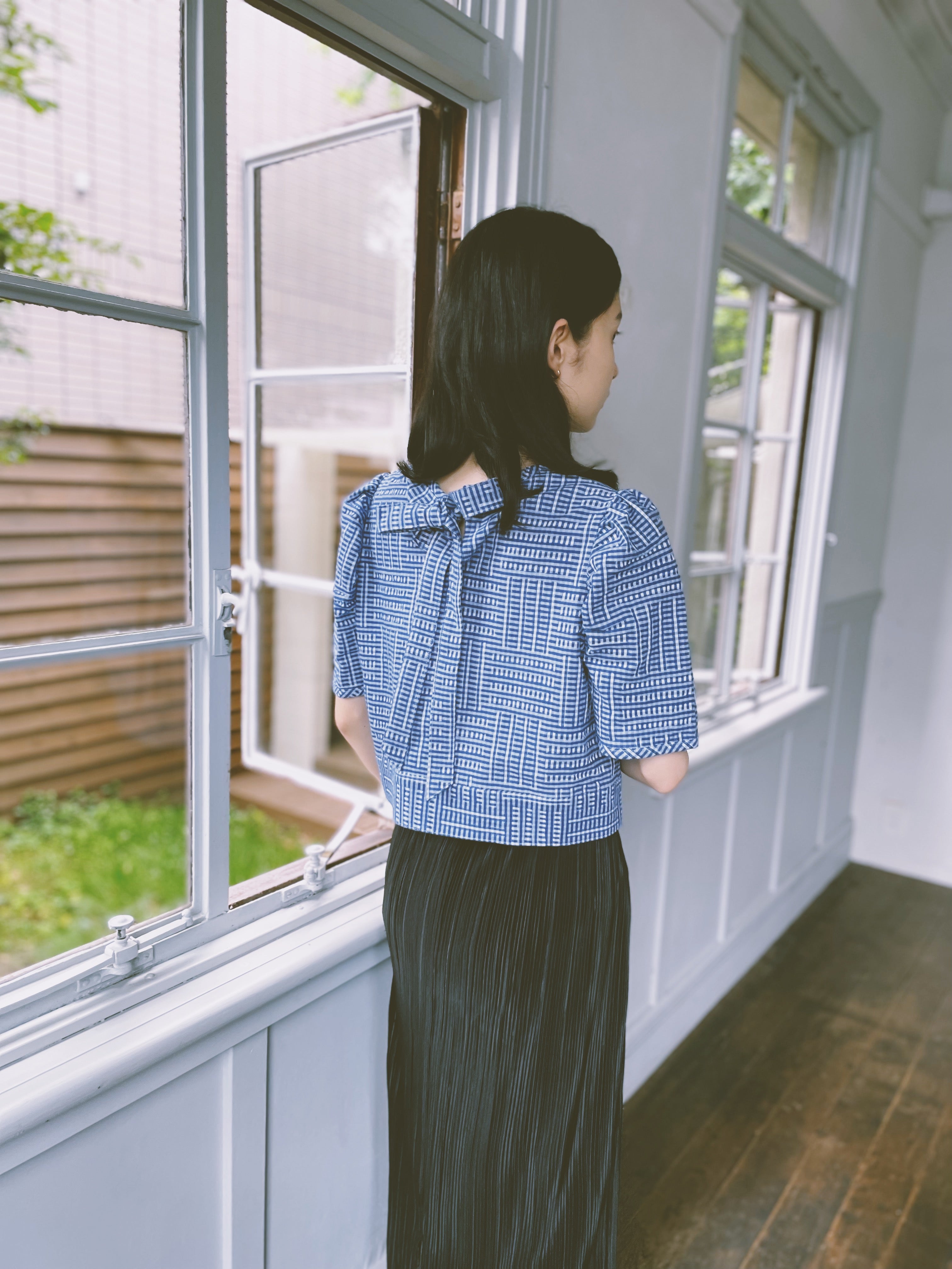 白雲 - Banshu-Ori Jacquard Blouse -