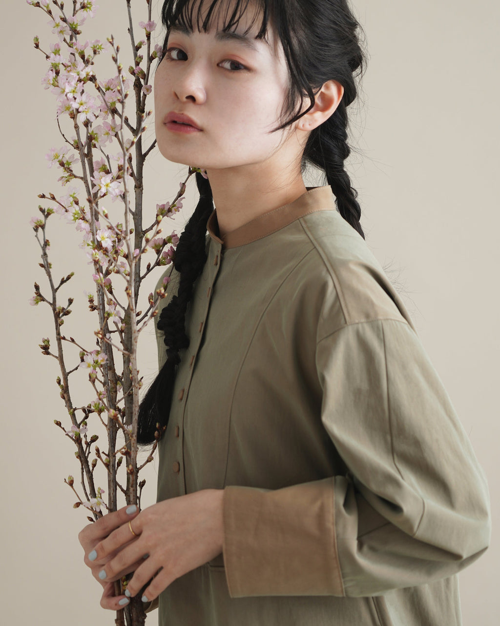 清明 - Chambray Long Shirt Dress -