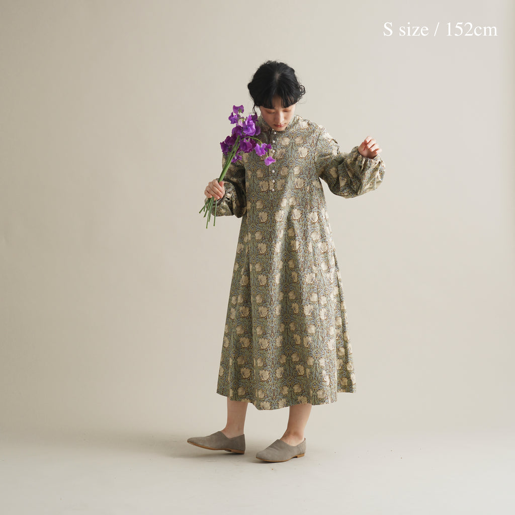 るりはこべ - William Morris Print Dress -