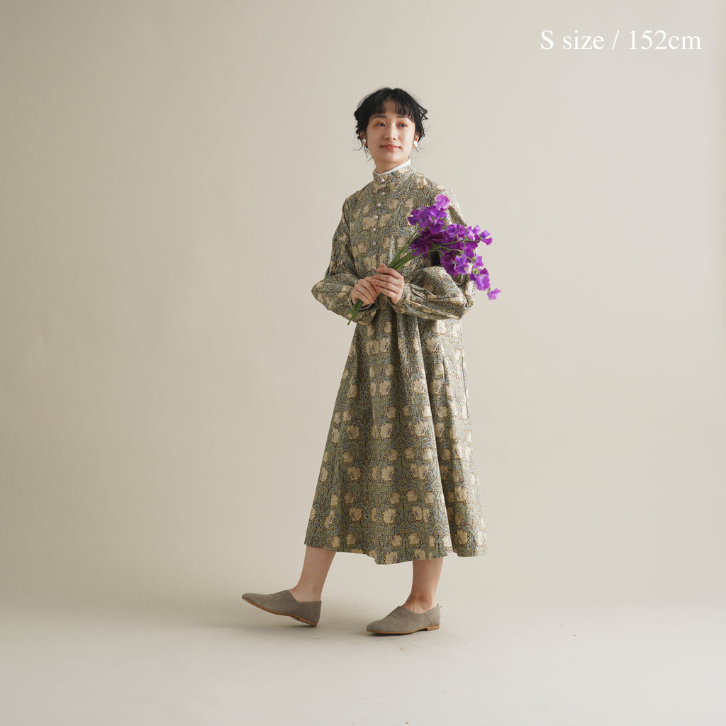 るりはこべ - William Morris Print Dress -