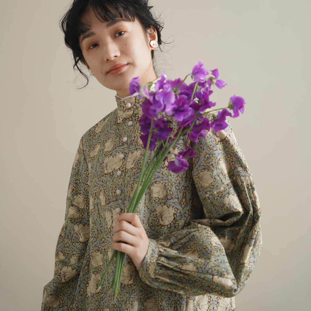 るりはこべ - William Morris Print Dress -