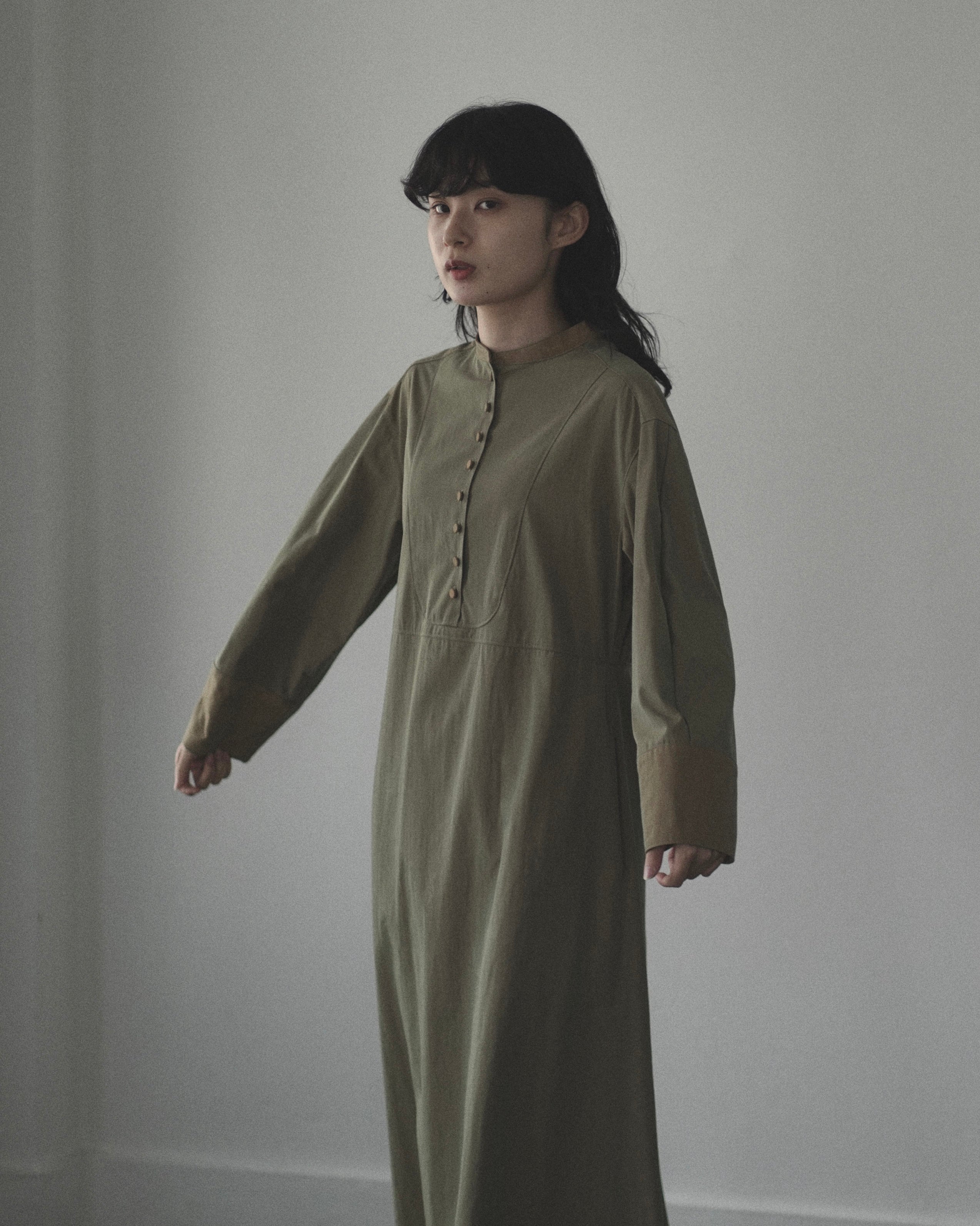 清明 - Chambray Long Shirt Dress -