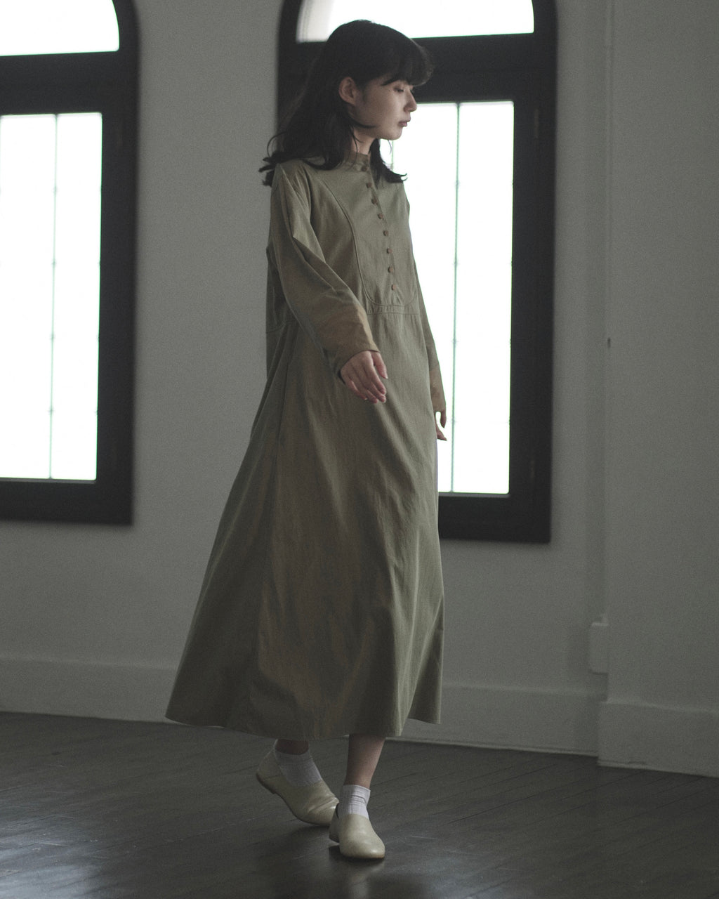 清明 - Chambray Long Shirt Dress -