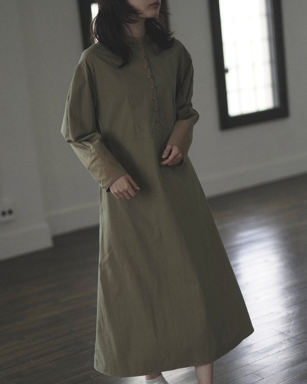 清明 - Chambray Long Shirt Dress -