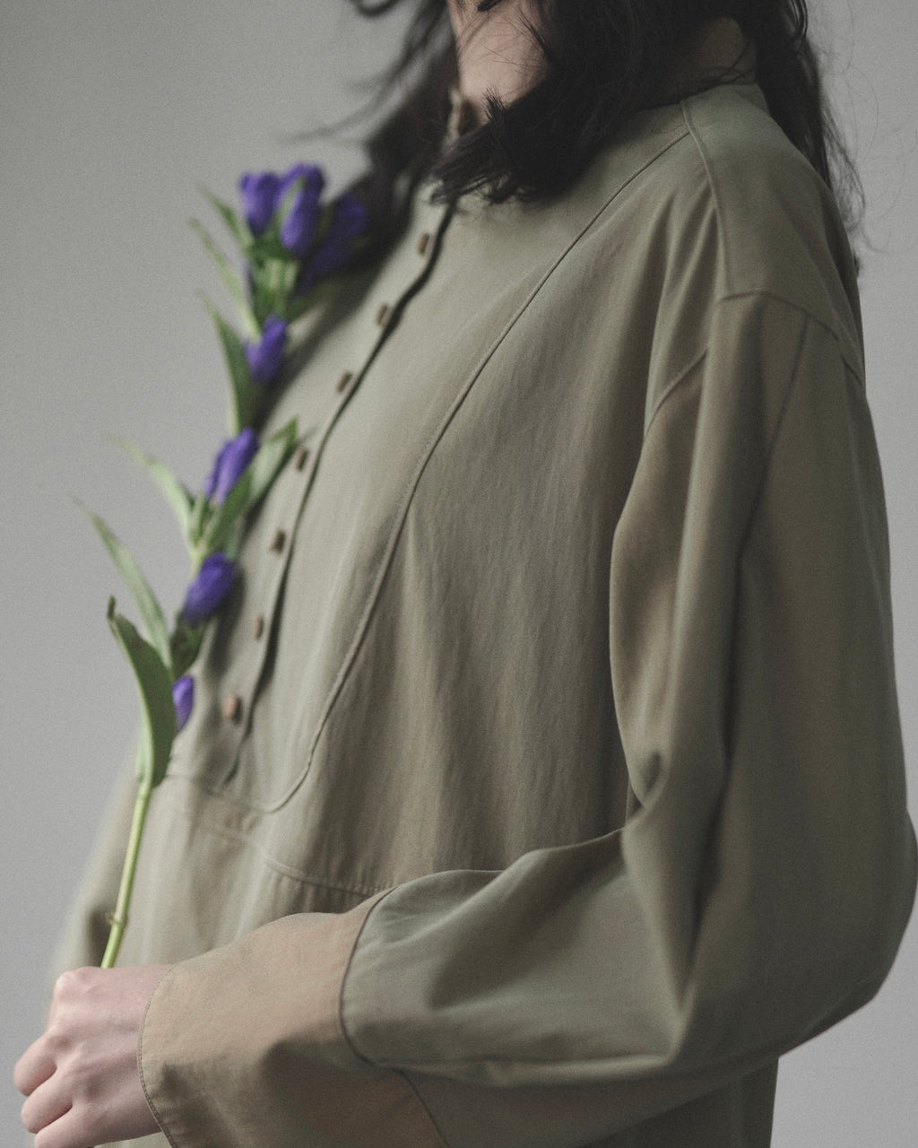 清明 - Chambray Long Shirt Dress -