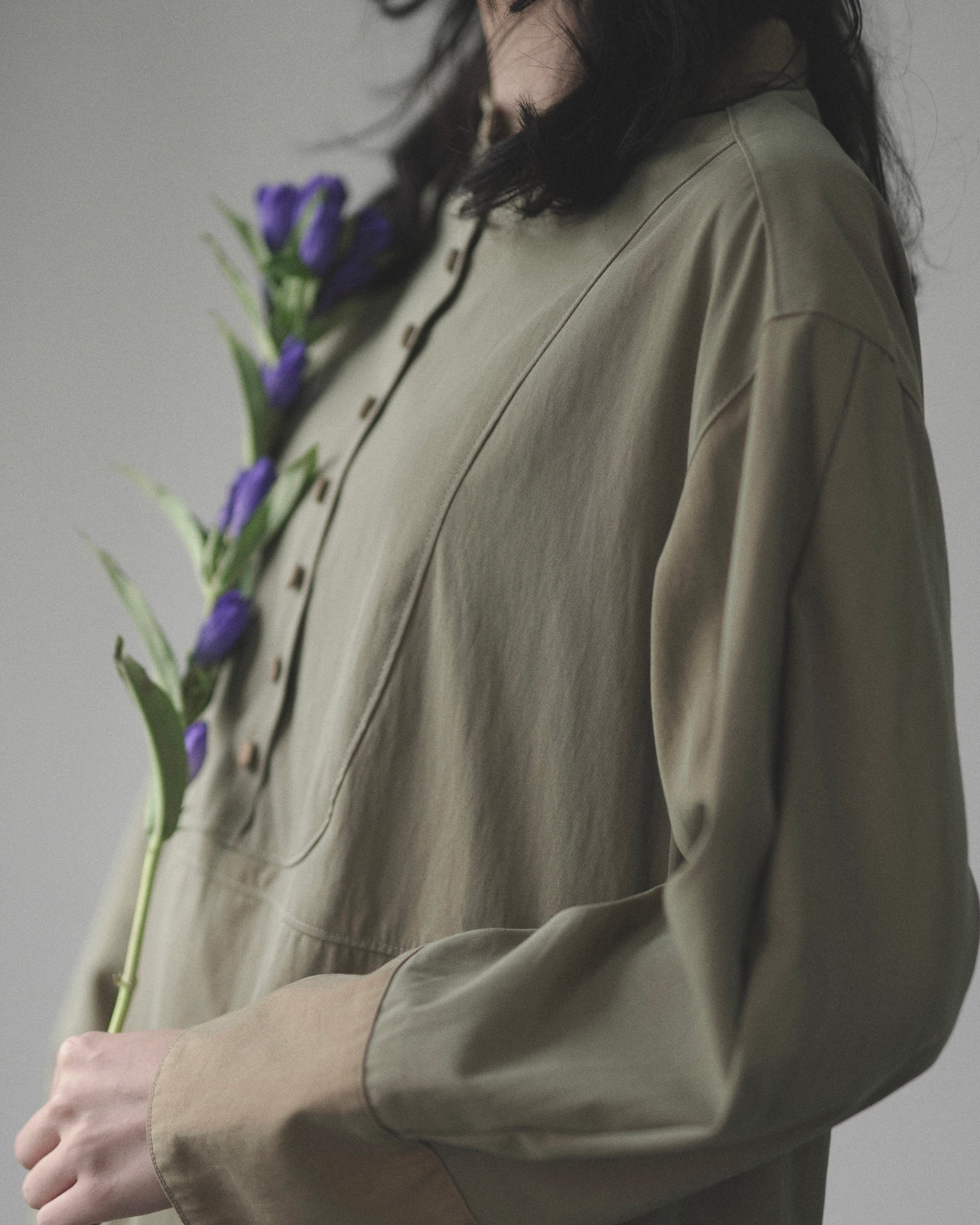 清明 - Chambray Long Shirt Dress -